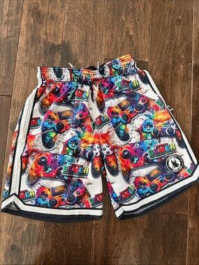 Kids Gamer-Print Athletic Shorts - Multicolor